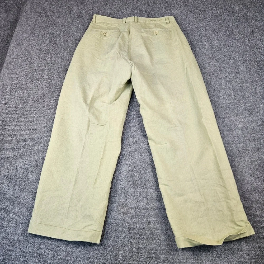 Steve Harvey Celebrity Edition Sage Green Linen Cotton Pleated Trousers 32x30
